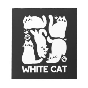 White Kitten Silhouettes - Cute Feline Design Notepad