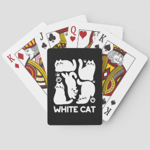 White Kitten Silhouettes - Cute Feline Design Playing Cards