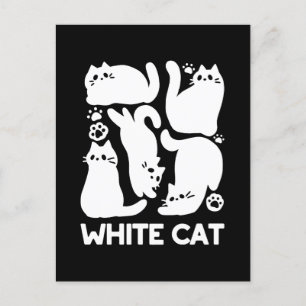 White Kitten Silhouettes - Cute Feline Design Postcard