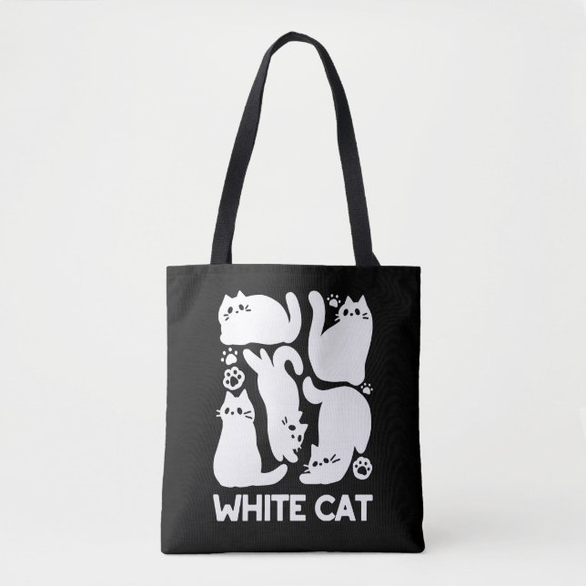 White Kitten Silhouettes - Cute Feline Design Tote Bag (Front)