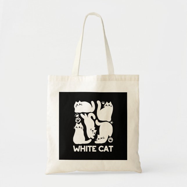 White Kitten Silhouettes - Cute Feline Design Tote Bag (Front)