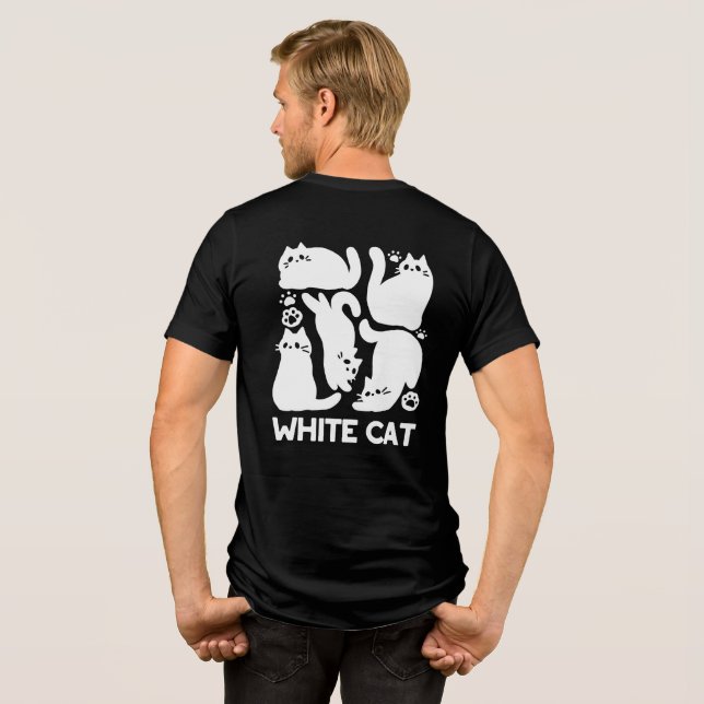White Kitten Silhouettes - Cute Feline Design Tri-Blend Shirt (Back Full)
