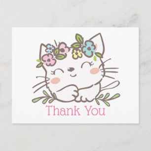 white kitty cat, kitten, animals thank you card