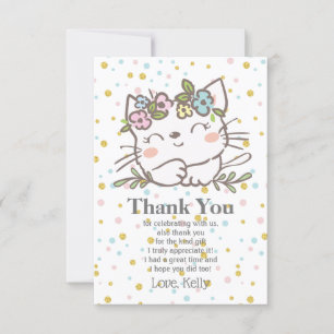 white kitty cat, kitten, animals thank you card