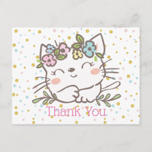 white kitty cat, kitten, animals thank you card