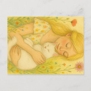 White Kitty Cat Mum Holiday Postcard