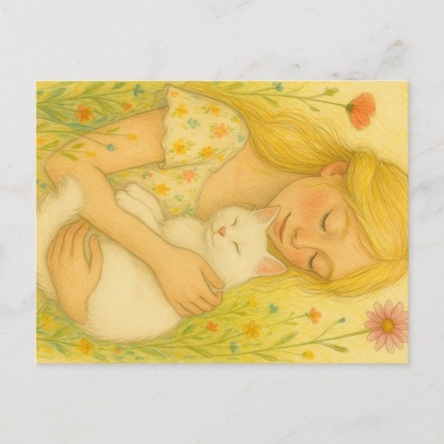 White Kitty Cat Mum                                Holiday Postcard (Front)