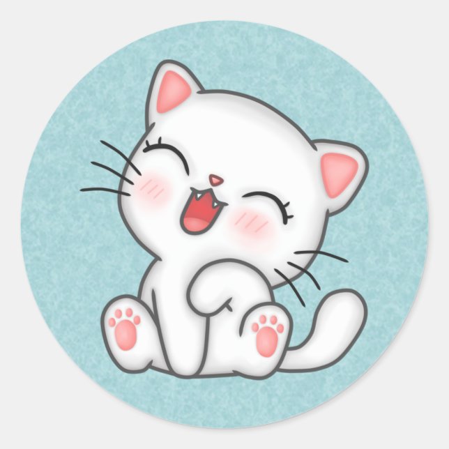 White Kitty Cat Stickers (Front)
