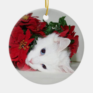 White kitty Christmas Ceramic Tree Decoration