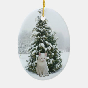 White Kitty Christmas Ornament