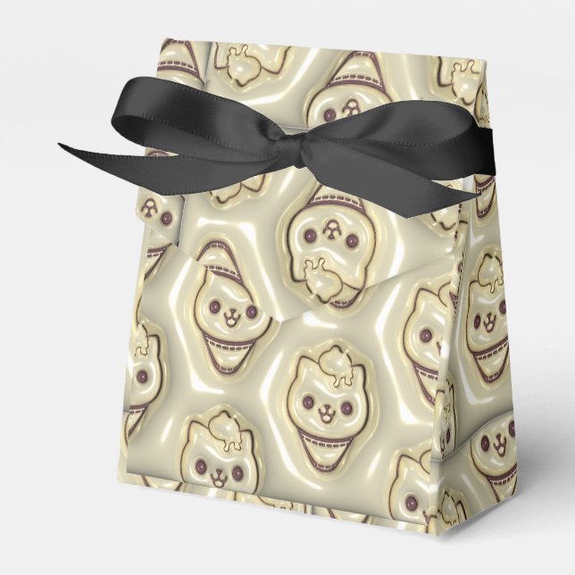 White Kitty Ice Cream Cone  Favour Box (Front Side)