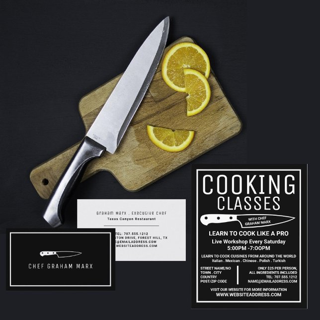 White Knife, Modern Gourmet, Chef, Cooking Business Card (Creator Uploaded)