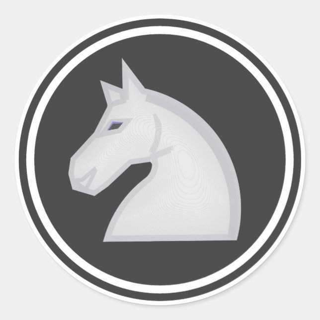 White Knight Chess Piece Classic Round Sticker (Front)