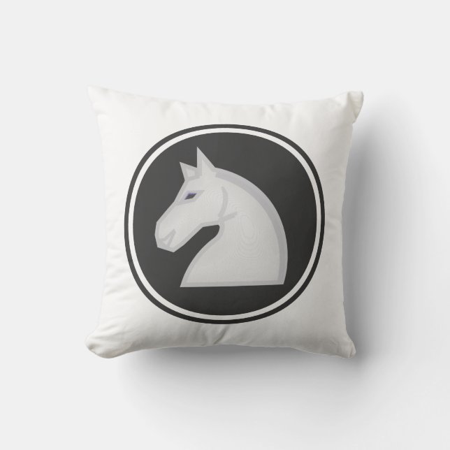 White Knight Horse Chess Piece Cushion (Front)