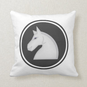 White Knight Horse Chess Piece Cushion