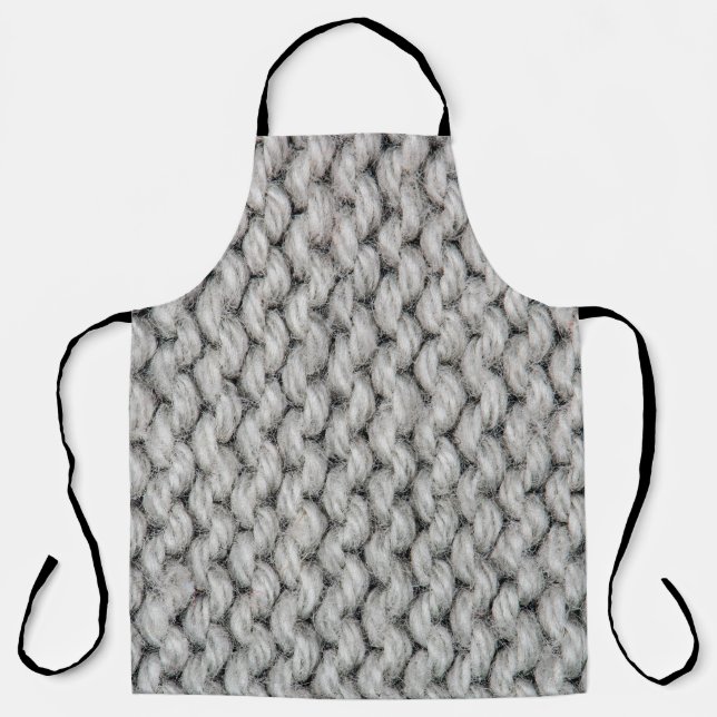 White knitted wool texture, close-up photo. apron (Front)