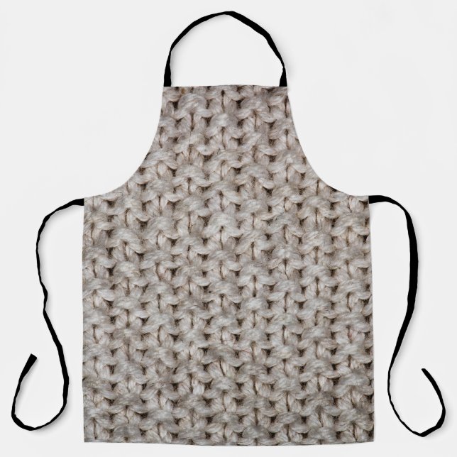 White knitting wool: cosy texture. apron (Front)