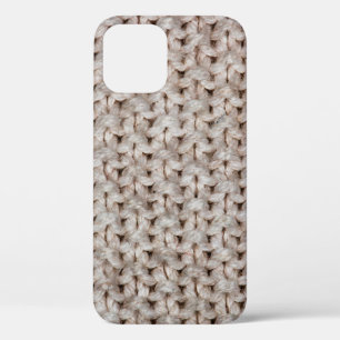 White knitting wool texture background. iPhone 12 case