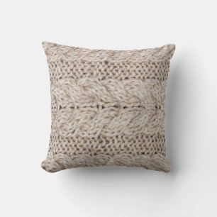 White knitting wool texture background. cushion