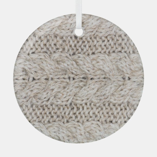 White knitting wool, texture background glass tree decoration (Front)