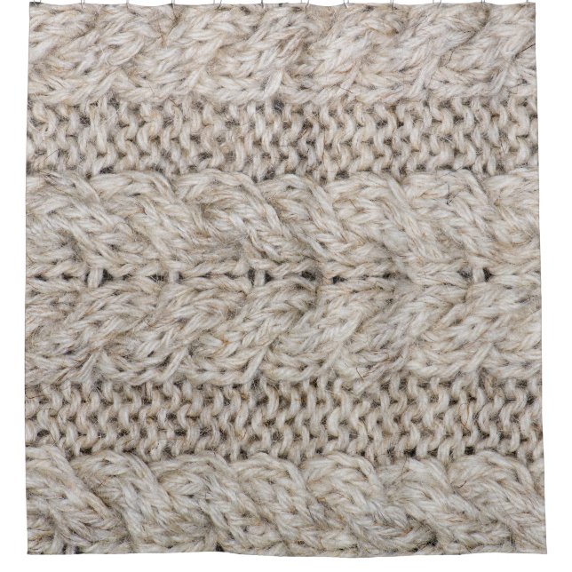 White knitting wool, texture background shower curtain (Front)