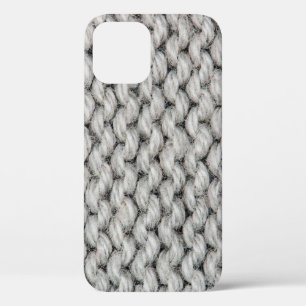 White knitting wool texture closeup photo backgrou iPhone 12 case