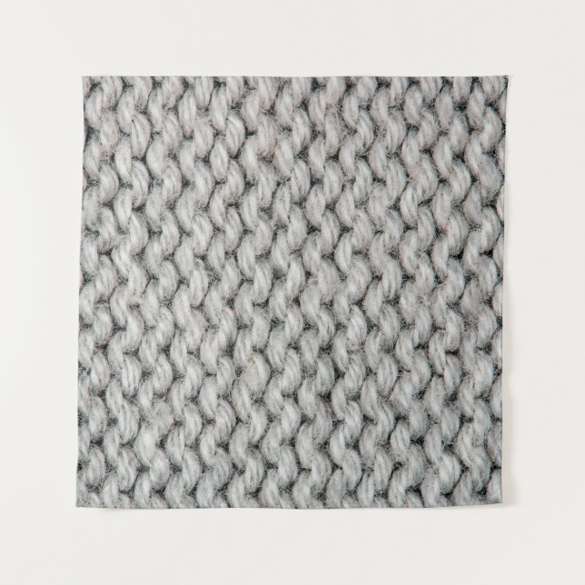 White knitting wool texture closeup photo backgrou tapestry (Front)