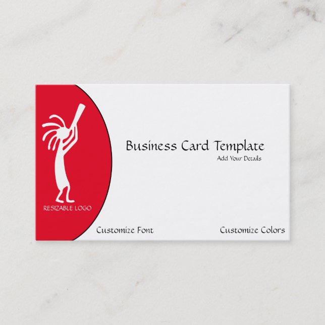 White Kokopelli Logo Business Card (Front)