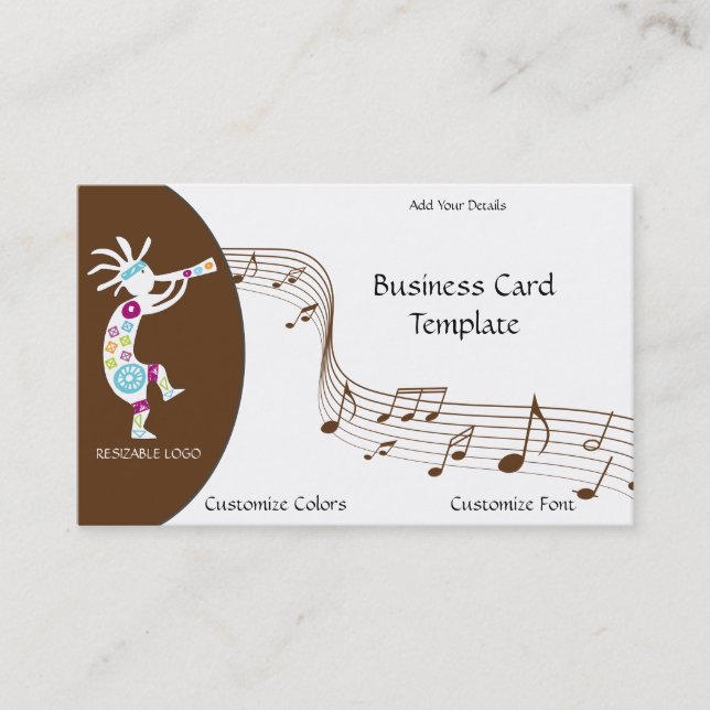White Kokopelli Logo Business Card (Front)