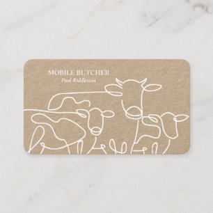 White & Kraft Mobile Butcher Cattle Farmer  Business Card