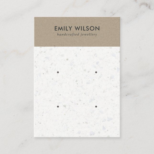 WHITE KRAFT TERRAZZO 2 STUD EARRING DISPLAY CARD (Front)