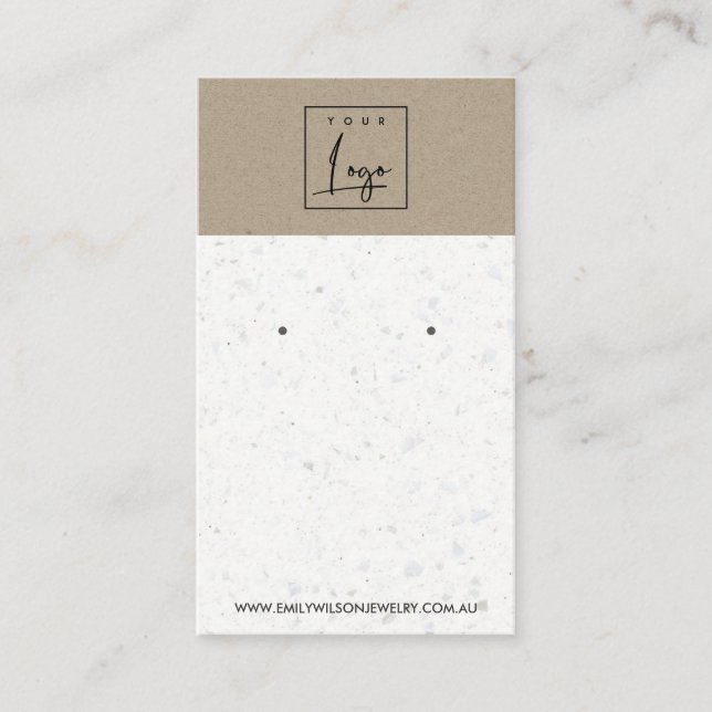 WHITE KRAFT TERRAZZO STUD EARRING DISPLAY CARD (Front)