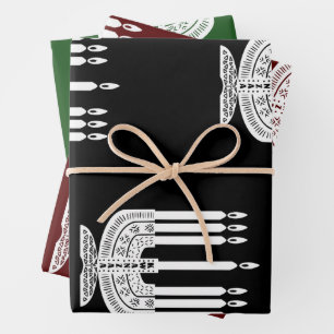 White Kwanzaa Candles Wrapping Paper Sheet