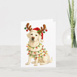 White Lab Christmas Tree Light Pajama Labrador Dog Card