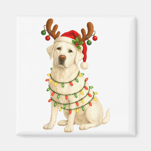 White Lab Christmas Tree Light Pajama Labrador Dog Magnet