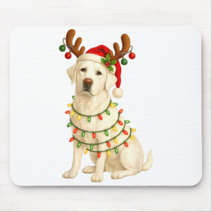 White Lab Christmas Tree Light Pajama Labrador Dog Mouse Mat