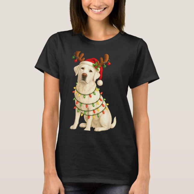 White Lab Christmas Tree Light Pajama Labrador Dog T-Shirt (Front)