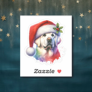 White Lab in Santa Hat Christmas