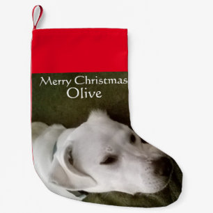 White Lab Mix Dog Adorable Small Christmas Stocking
