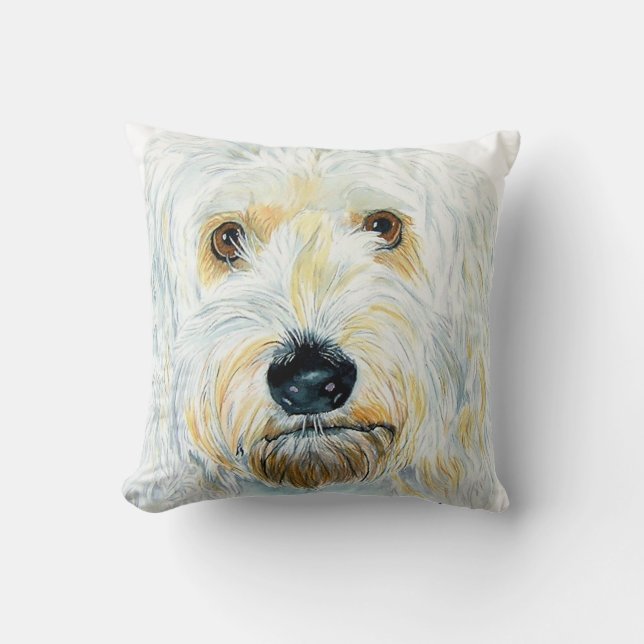White Labradoodle Cushion (Front)