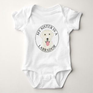 White Labrador Dog Big Sister Baby Bodysuit