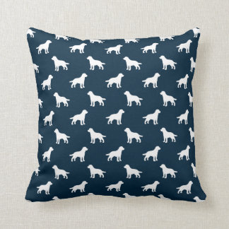 White Labrador Dog Silhouettes on Navy Blue Cushion