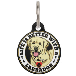 White Labrador Personalised Life Is Better Pet Tag