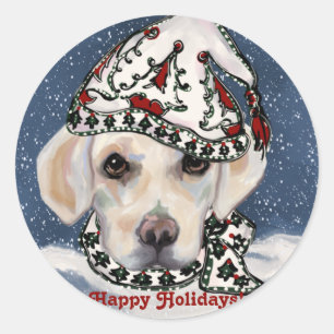 WHITE LABRADOR RETRIEVER CLASSIC ROUND STICKER
