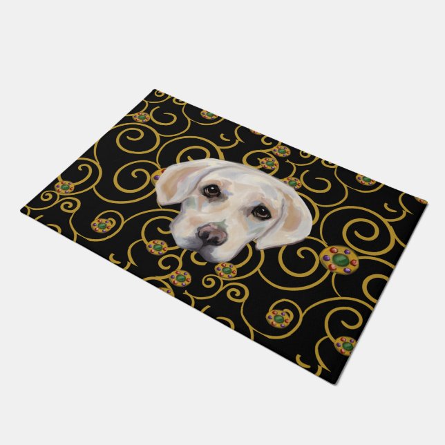 White Labrador Retriever Doormat (Angled)
