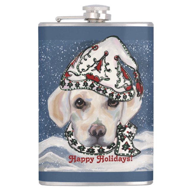 WHITE LABRADOR RETRIEVER  HIP FLASK (Front)