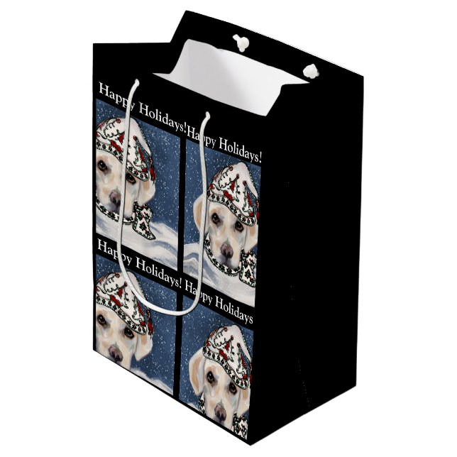 WHITE LABRADOR RETRIEVER   MEDIUM GIFT BAG (Front Angled)