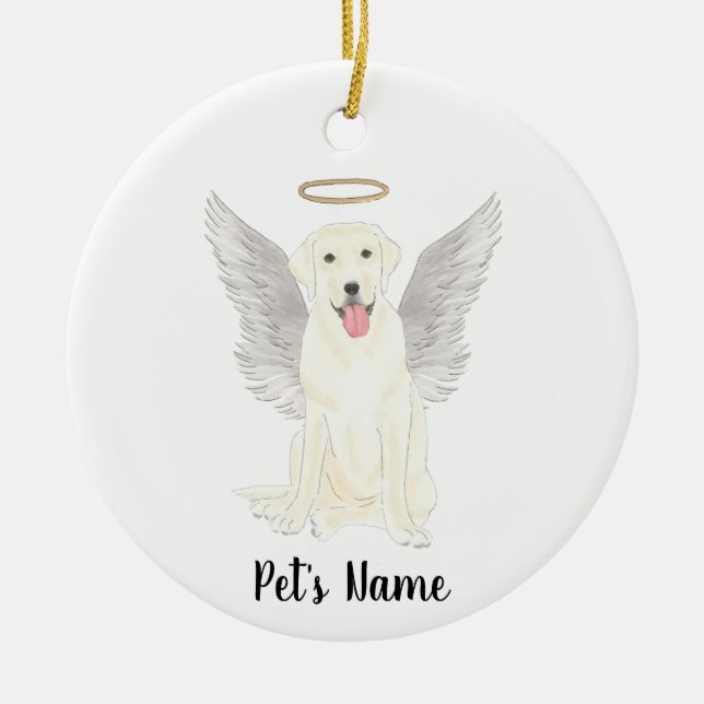 White Labrador Sympathy Memorial Ceramic Tree Decoration (Front)