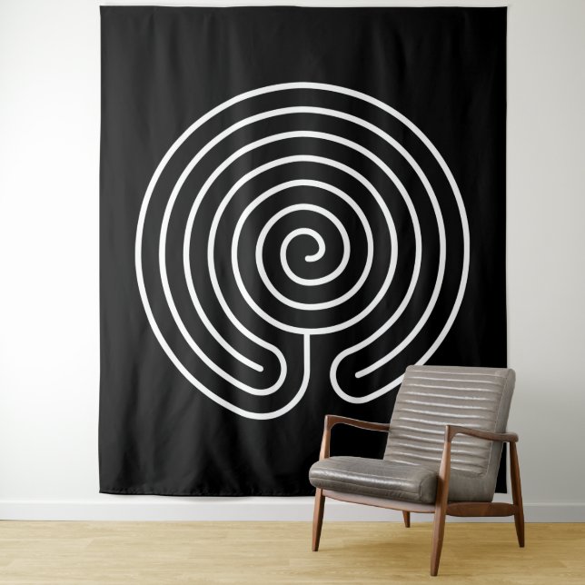 White Labyrinth on Black Tapestry (In Situ)
