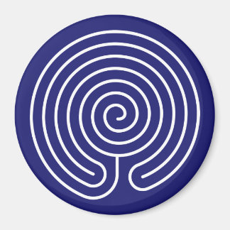 White Labyrinth on Midnight Blue Magnet